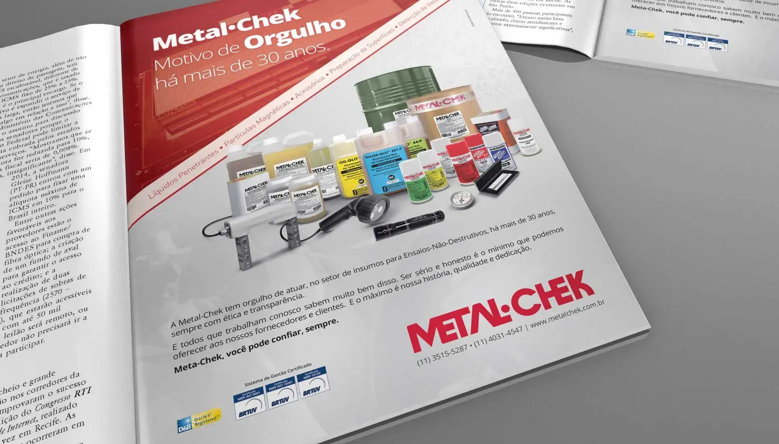 Catálogo técnico de inspeção metalúrgica - Documentação industrial B2B